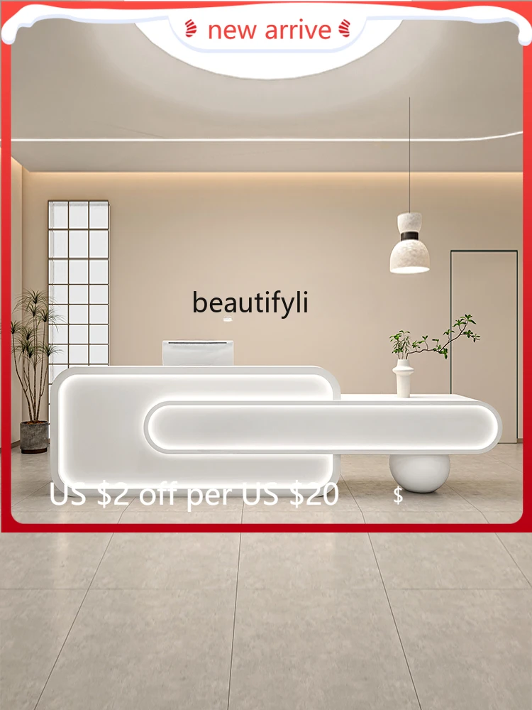 

Light Luxury Beauty Salon Cashier Clothing Store Bar Training Institution Arc Reception Desk Medical Beauty Oral Clinic Front