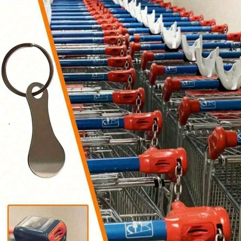 1/3pcs Shopping Cart Token Hard Portable Key Ring Metallic Stainless Steel Keychain for Key Hook Practical Daily Use Accessories