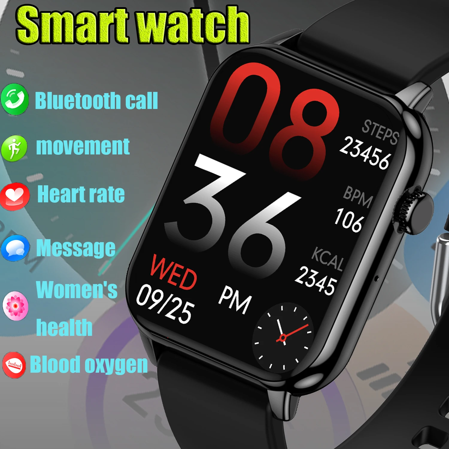 

2025 Bluetooth Talk Smartwatch 1.9-inch Women's Health Heart rate Blood pressure Blood oxygen music control alarm clock Android