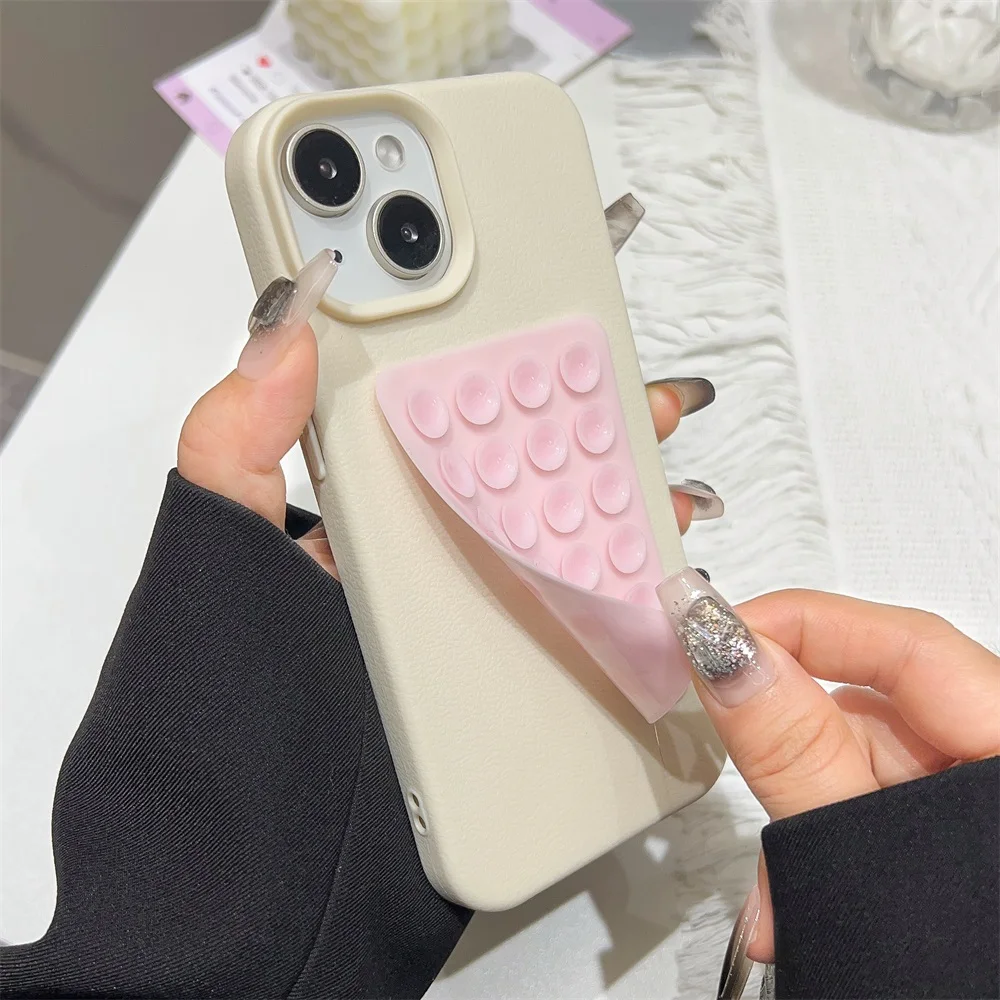 3D-Saugnapf-Ständerhülle für iPhone 11 12 13 Pro Max Hüllen iPhone 17 15 16 14 Plus XS XR Stoßfeste Runde Saugnapf-Silikonhülle – Detail 4