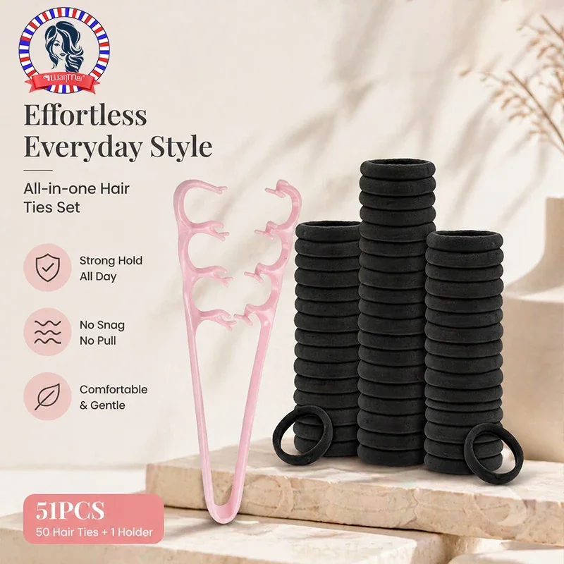 51pcs Fluffy Texture Hairdressing Comb Set with 50pcs Hair Bands and Root Clips Styling Bangs and Hair Seam Tools