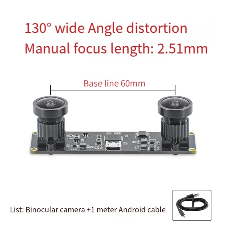 Imagem -06 - Câmera Usb 3d Estéreo vr 3840x1080p 4mp 60fps Módulo de Câmera Dupla Mini Usb com Lente Grande Angular de 130 Graus Durável