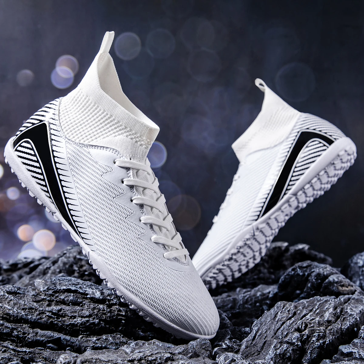 

TF Turf Football Boots PU Fabric Stitching Upper Rubber Non-slip Outsole Durable Boys Girls Teenager Outdoor Footwear