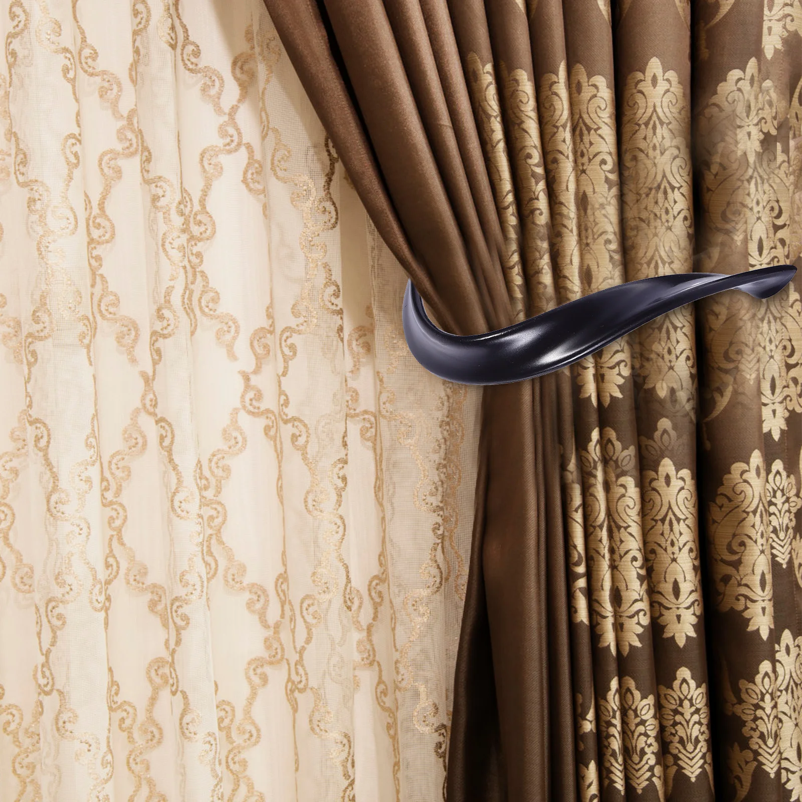 

2Pcs Household Curtain Hooks Aluminum Alloy Hanging Hooks for Bedroom Living Room Hotel Useful Curtain Accessories