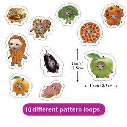 500PCS Creative Popular Food Cat Head Roll Stickers Pattern Bookkeeping Material Adhesive Waterproof Sealing Stickers