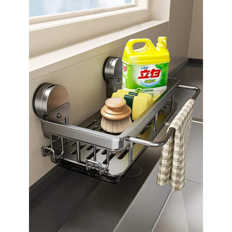 

No Drilling Suction Cup Iron Wall Storage Rack Rustproof Heavy Adhesive Kitchen Bathroom Organizer