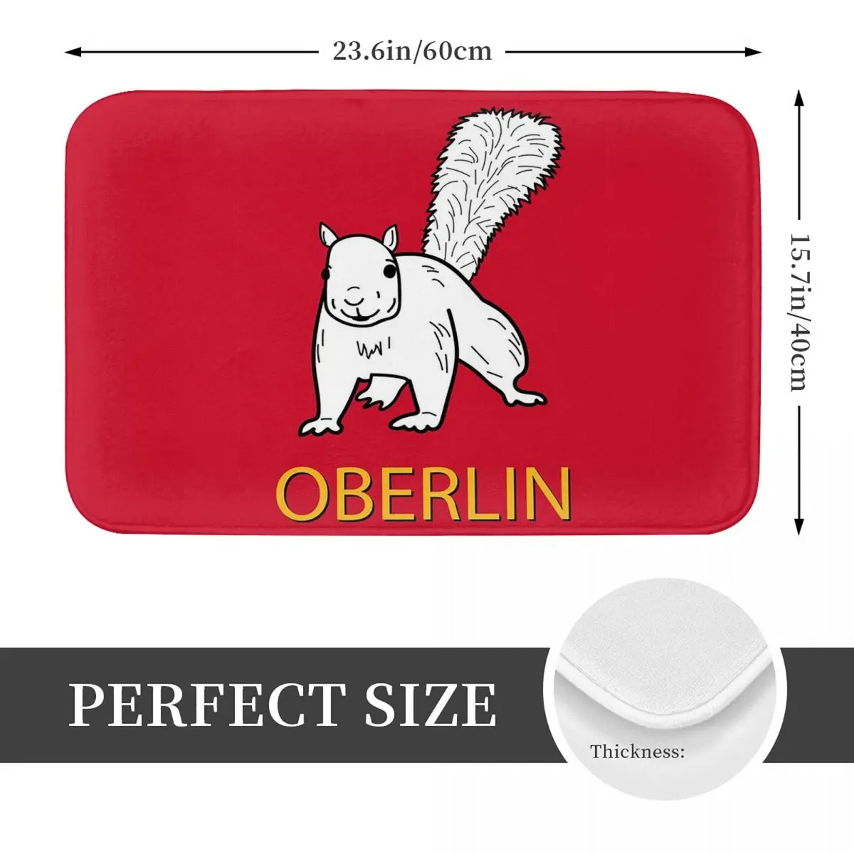 Cute Oberlin White Squirrel Anti-slip Doormat Floor Mat Water oil proof Carpet Rug for Kitchen Entrance Home Bedroom Footpad Mat