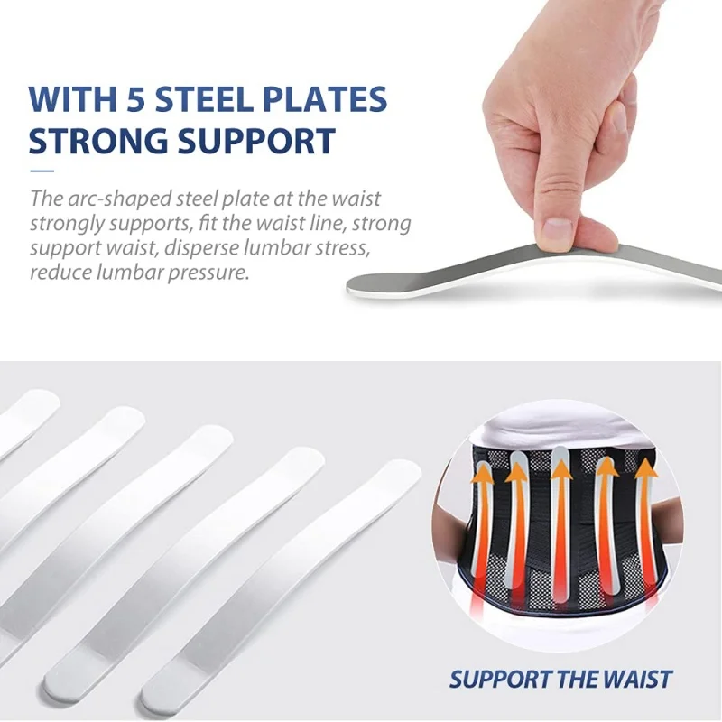 Lumbar Back Support Belt for Lower Back Pain Relief with 5 Stays, Waist Support Back Brace for Sciatica Herniated Disc Scoliosis