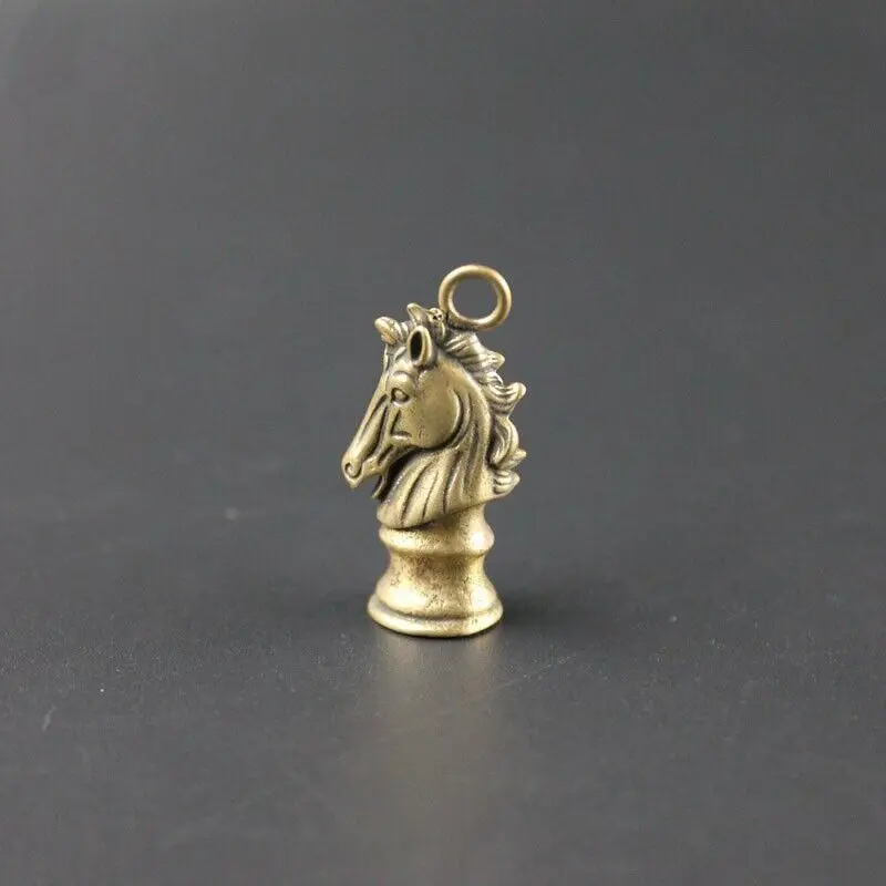 Solid Brass Chess Knight Horse Head Tea Pet Miniature Statue