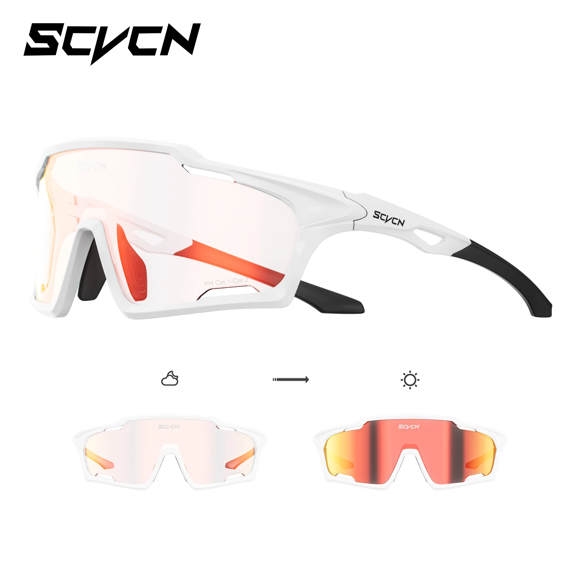 SCVCN Photochrome Sonnenbrille für Herren, Fahrradbrille, MTB, Skaten, UV400, Angelbrille, Damen, Fahrrad, Baseball 2026