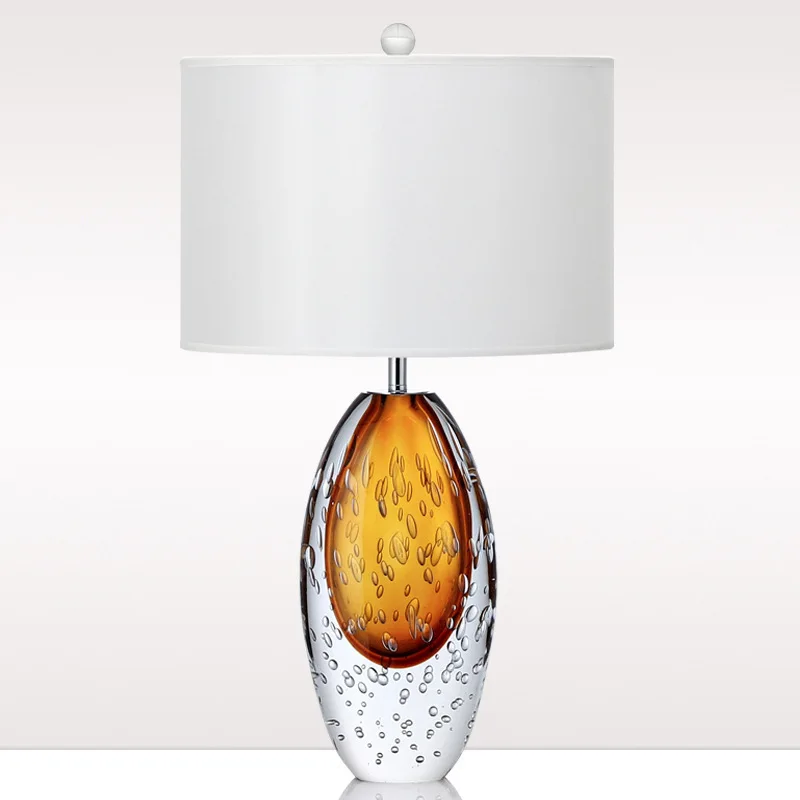

Glazed table lamp, simple modern living room bedroom bedside lamp model room crystal light luxury after American glass hotel