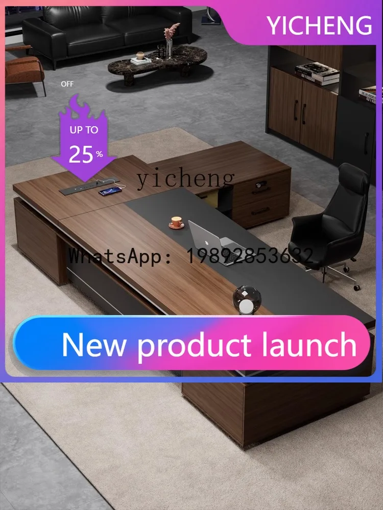 

LYY new office furniture double cabinet boss table office table and chair combination simple modern president table