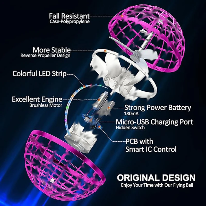 AI Laser Flying Ball Children's Toy Glowing Toy Ball Suspended Flying Automatic Spinning Ball Interesting Children's Toy Gift