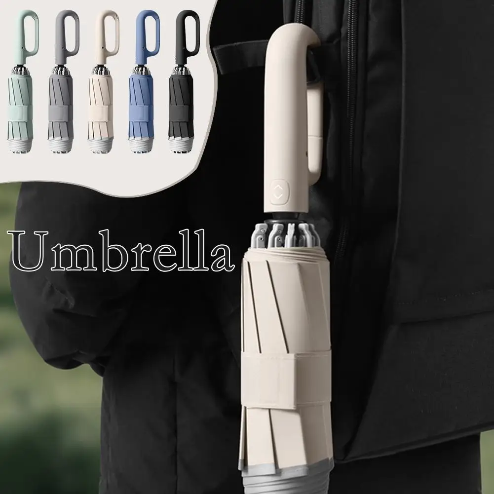 Fully Automatic Reverse Folding Umbrella With Windproof Reflective Stripe UV Umbrellas For Men Women Carabiner 2 In1 Sunsha O2L2