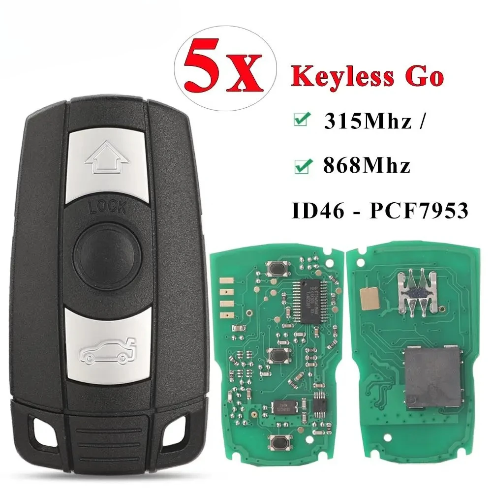 

5pcs KR55WK49147 Keyless Smart Key 315/868mhz ID46 For BMW 3 Series 5 Series E90 Car Auto Keylessgo Fob CAS3+