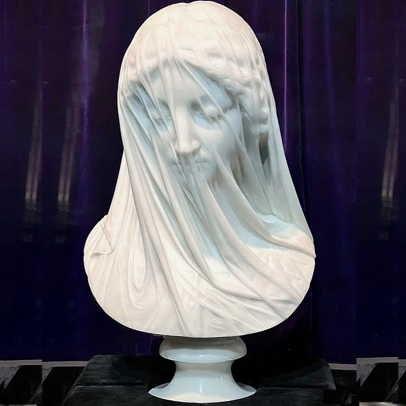Customized Life-Size White Marble Veil Statue of a Woman  Carving & Sculpture at the Vestra Position Deposit Only