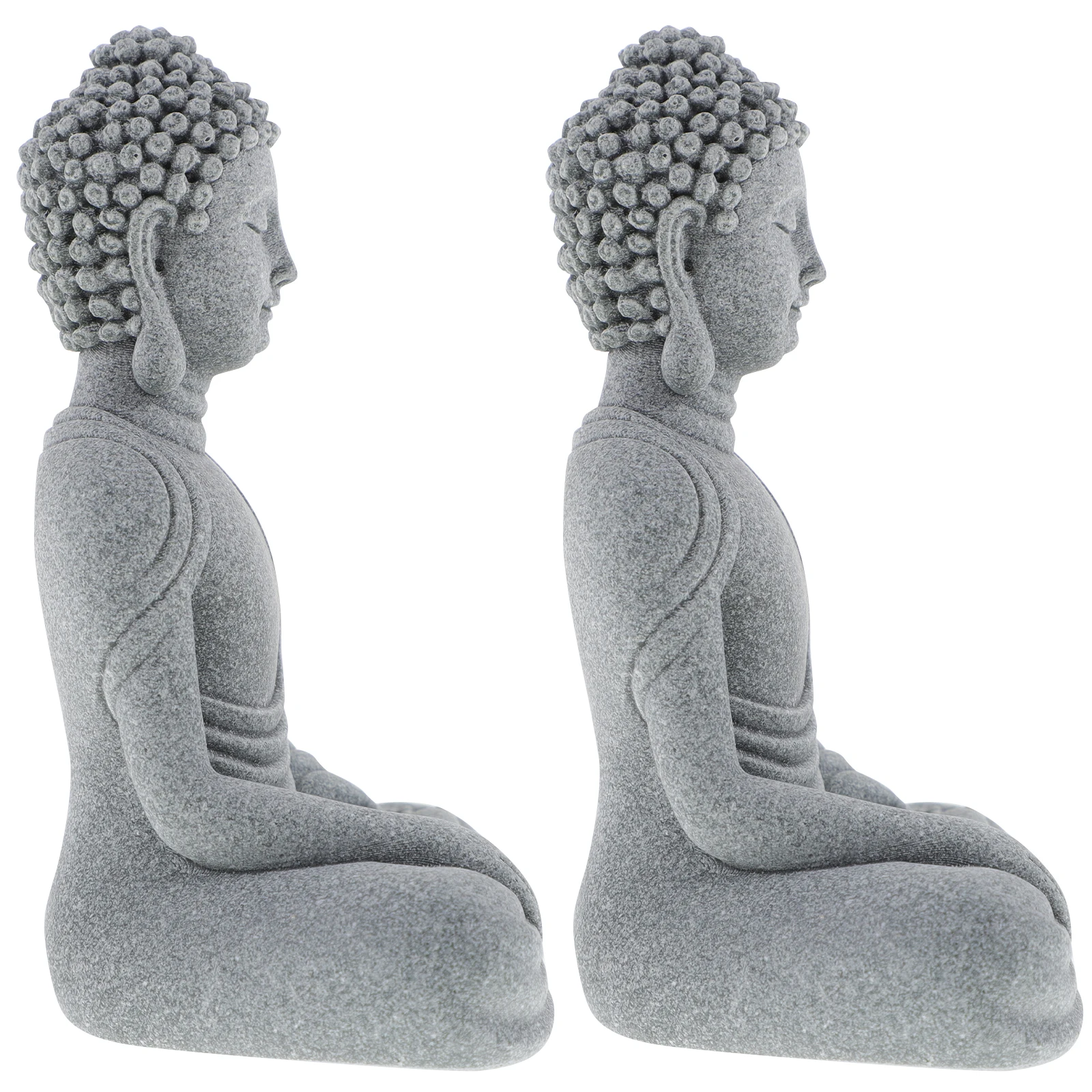 

2pcs Sandstone Buddha Statue Decor Durable Creative Shape Garden Home Office Decorative Yard Ornaments Micro Landscape Desktop