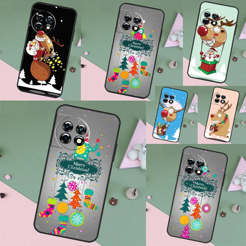 Merry Christmas Decorations Reindeer Phone Case For Oneplus Nord CE 2 3 Lite 2T N10 N20 N30 OnePlus 11 8 9 10 Pro 9R 10R 8T 10T