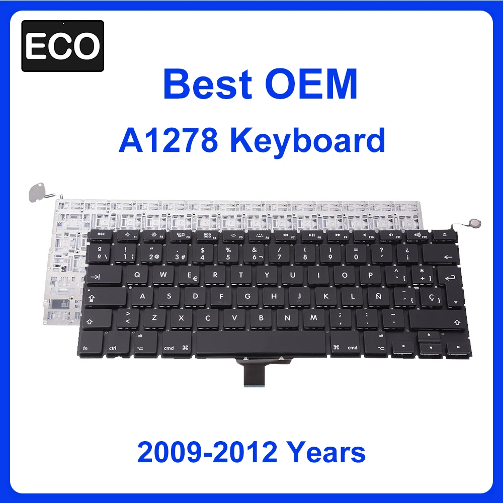 New Best OEM A1278 Keyboard US / UK / FR / Spain / Slovak / Russian For Macbook Pro 13 inch 2009-2012 Years Replacement Part