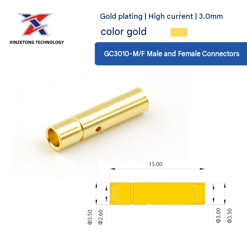 Amass GC3010-M/F Genuine 3.0mm Gold-Plated Pure Copper Banana Plug (Motor/ESC Connector) for RC Models
