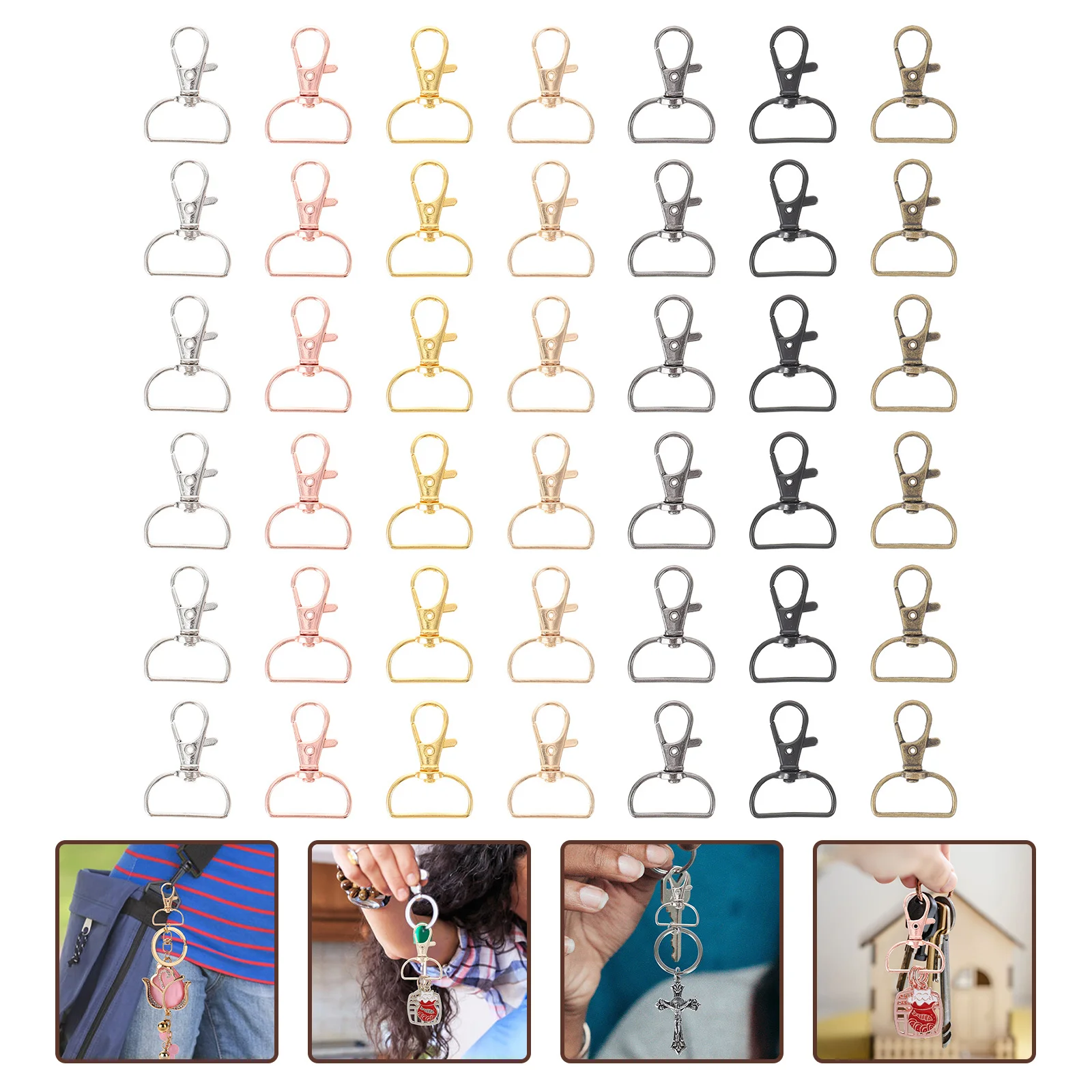 70Pcs Metal Clasp Hooks Durable Lobster Clasps Not Easy to Lose Color Shape for DIY D Lobster Clasp Lanyard Snap Hooks