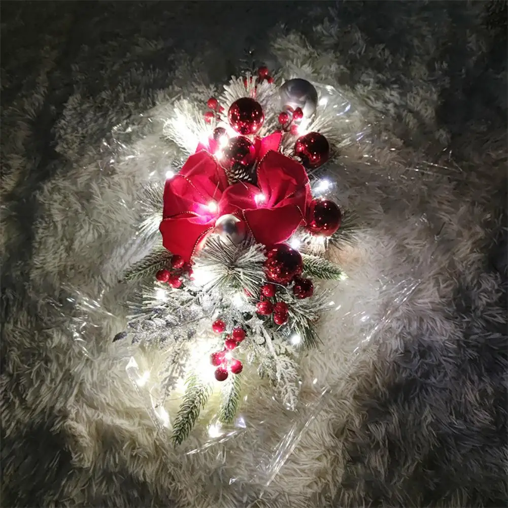 

Christmas Swag Rattan Ring Garland Festive Holiday Decor Led-lit Christmas Wreaths Swags Garlands with Berries for Front
