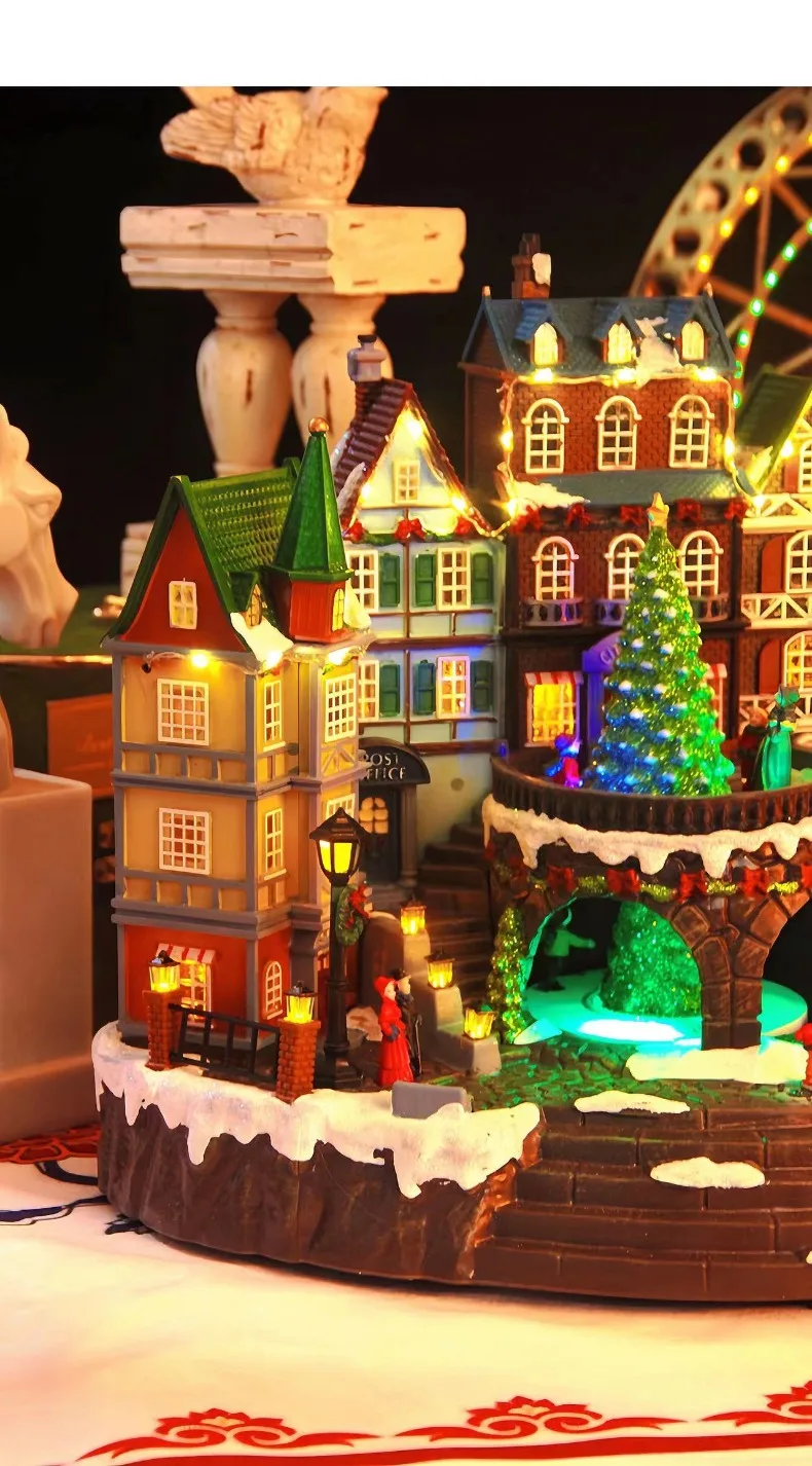 大きな冬の町のオルゴール、カルーセル、誕生日プレゼントの