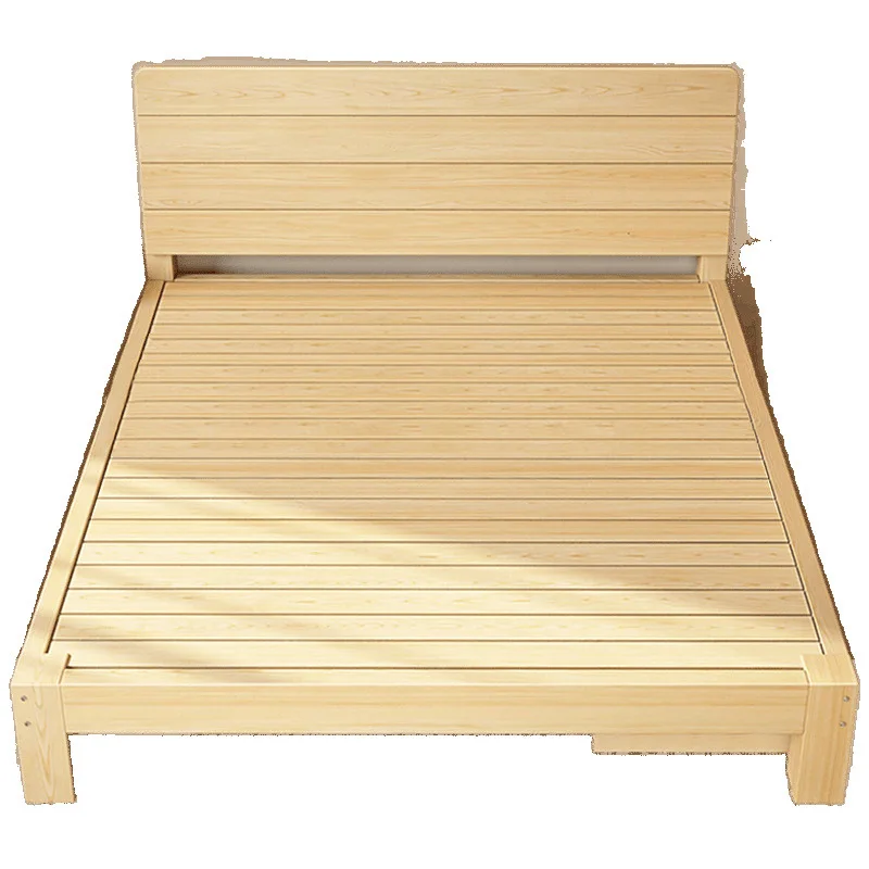 

Solid wood simple double bed, wooden single bed
