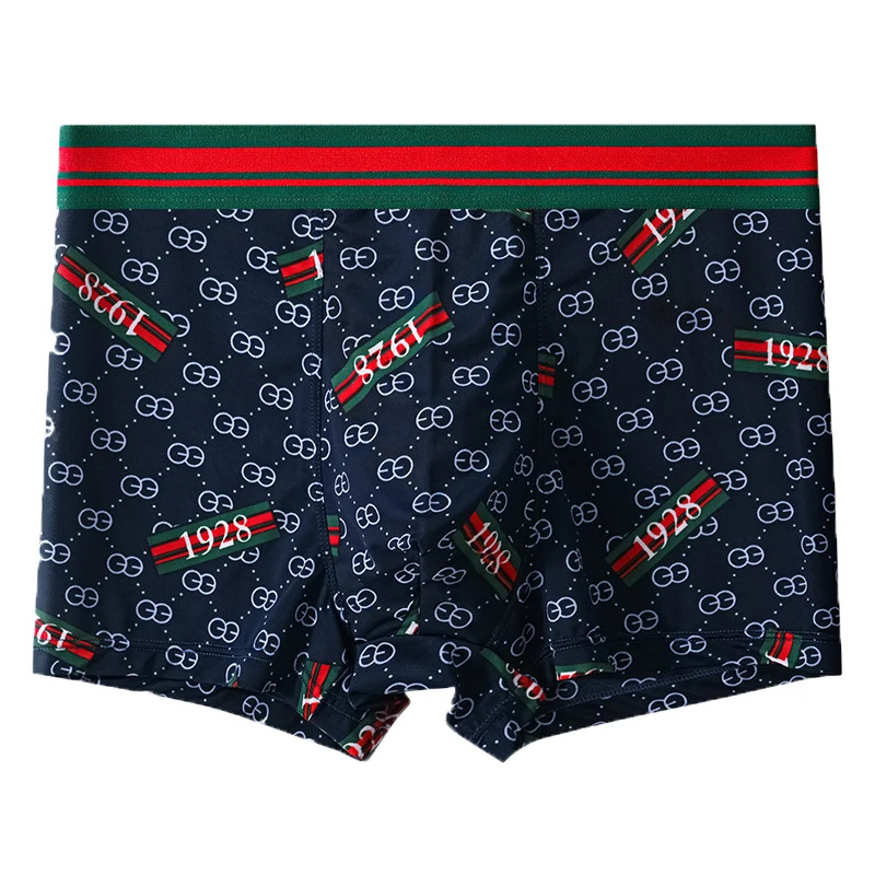 5PCS Ice Silk Men\'s Underwear Thin Ice Breathable Trendy Light Luxury Men\'s Underpants Fashion Mid Waist Loose Men Boxer Shorts