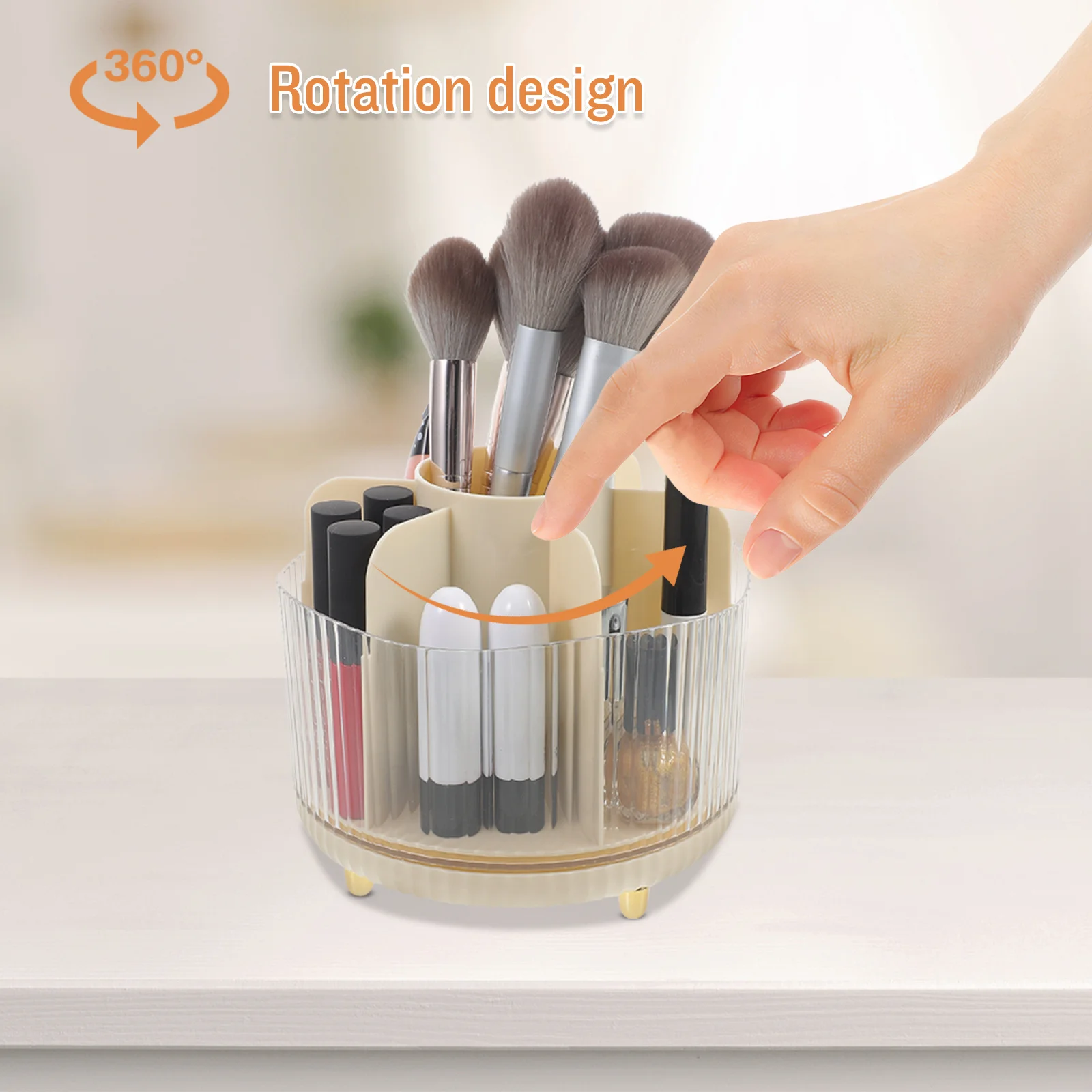 Rotating Makeup Brush Holder Large Capacity Organizer Storage Brush Bucket Organizer for Desk