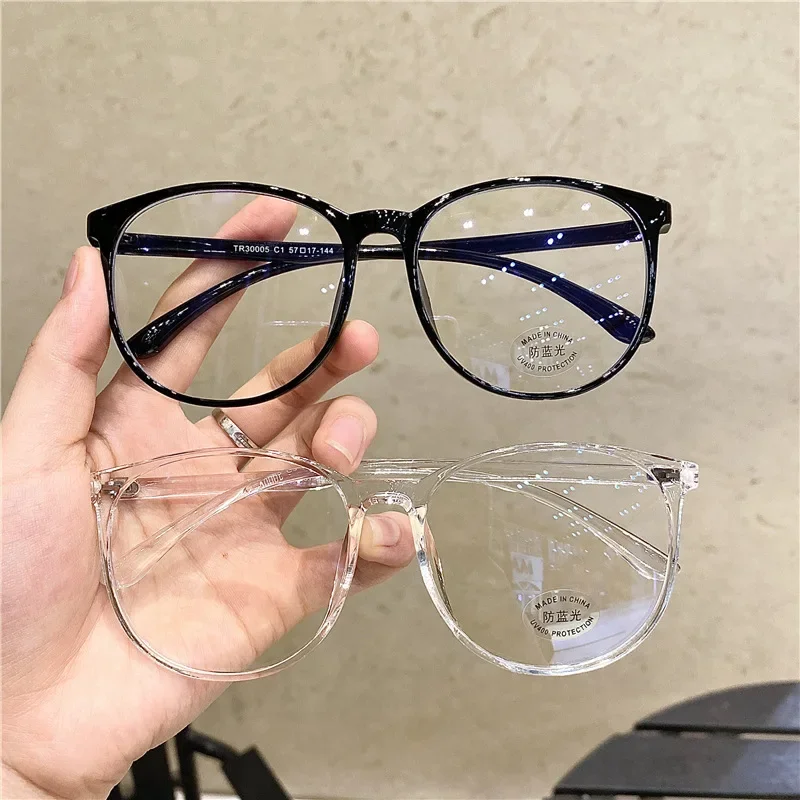 Fashion Women's Myopia Glasses Trendy Ultralight Near Sight Eyewear Men Vintage Round Frame Anti-blue Light Eyeglasses 0-1.0-4.0