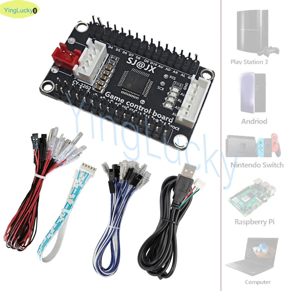 NEW Zero Delay Arcade USB ENCODER PC PS3 Switch Raspberry Pi TO JOYSTICK FOR 5PIN JOYSTICK & 2.8MM BUTTON
