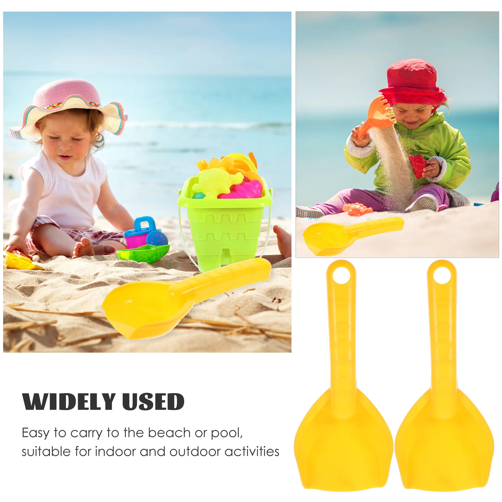 20 Pcs Beach Toys Sand Shovels for Outdoor Fun Lightweight Children Play Set Plastic Small Scoops Rakes Yellow Toys