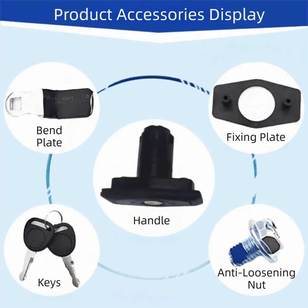 T-Handle Lock RV Cabinet Door Lock Ellipse Model Black Color Caravan Furniture Locks Compression Seal With 2 Keys view 5