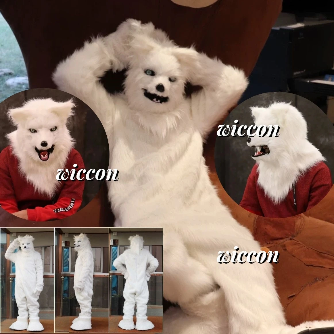 

Animal Wolf Cartoon Furry Cosplay Costume Head Cover Mask Funny Performance Prop Long Plush Animal Mask With Movable Mouth