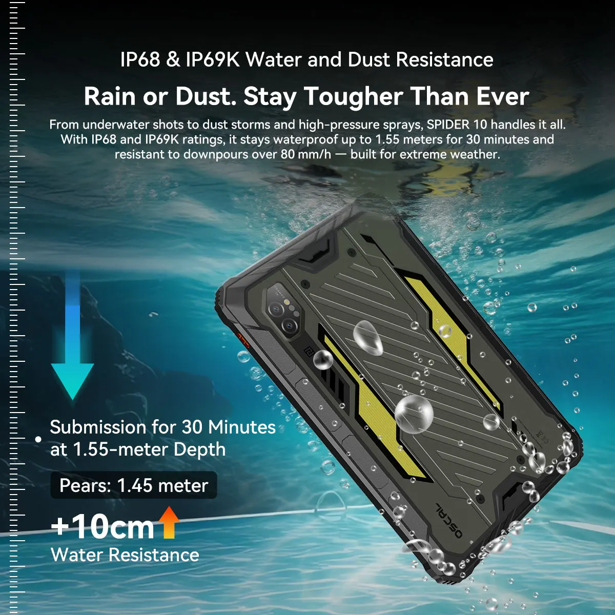 แท็บเล็ต Blackview OSCAL SPIDER 10 รุ่นทนทาน, หน้าจอ 11 นิ้ว FHD+IPS 60Hz, 8GB+256GB, MediaTek G81, แบตเตอรี่ 20000mAh, ระบบปฏิบัติการ Android 15