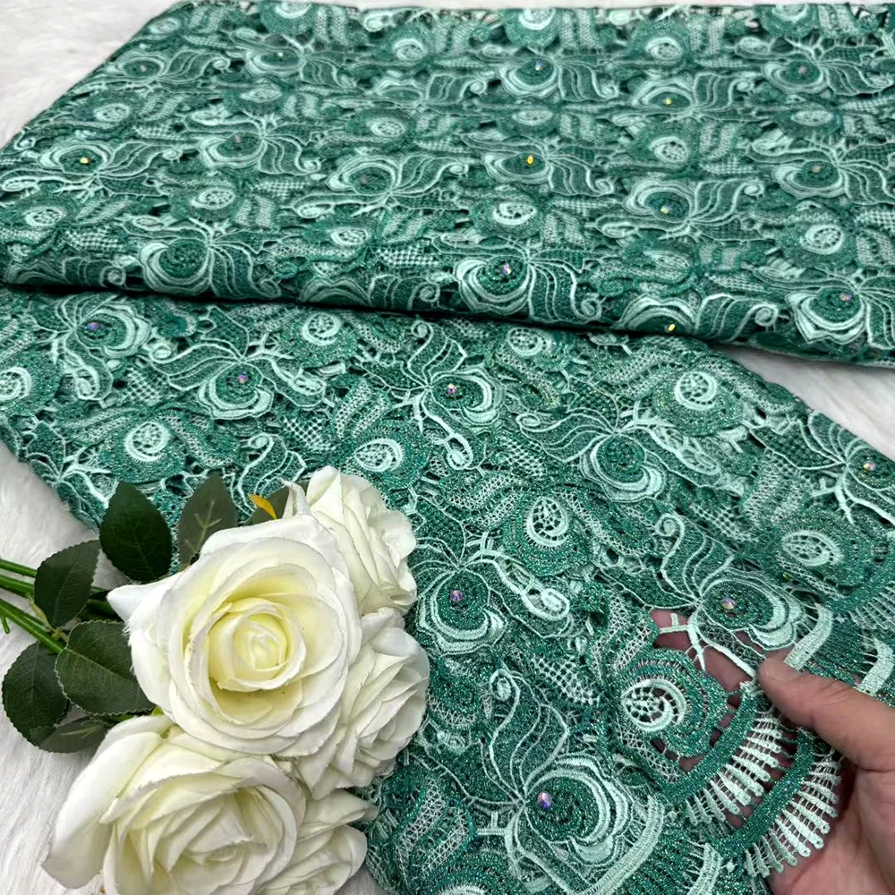 

African Guipure Cord Lace Fabric 2025 Nigerian Water Soluble Lace Fabric High Quality Nigerian Lace Material