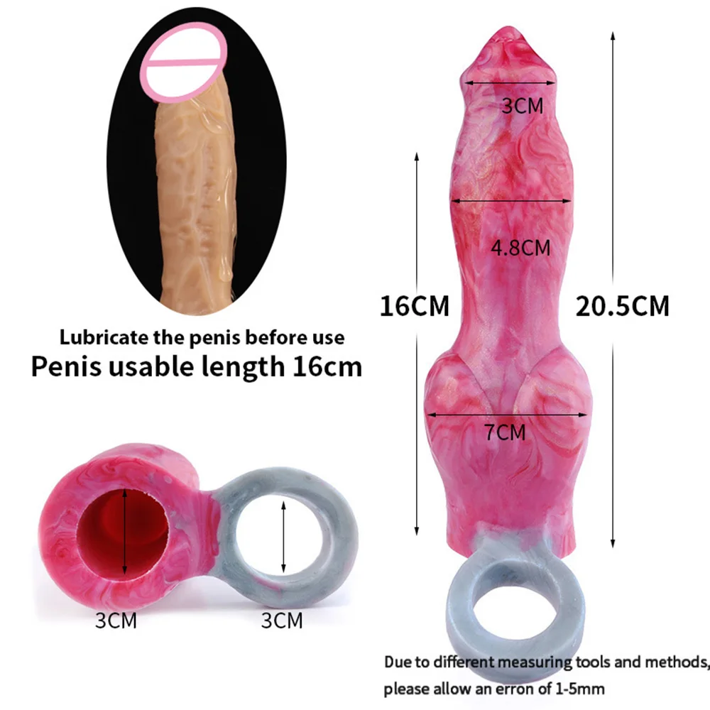 YOCY Fantasy Wolf Dildo Sleeve Penis Sheath 2.75 inch Thick Big Knot  Massager Toy 6.29 inch Penis Insertable Adult Toy For Men