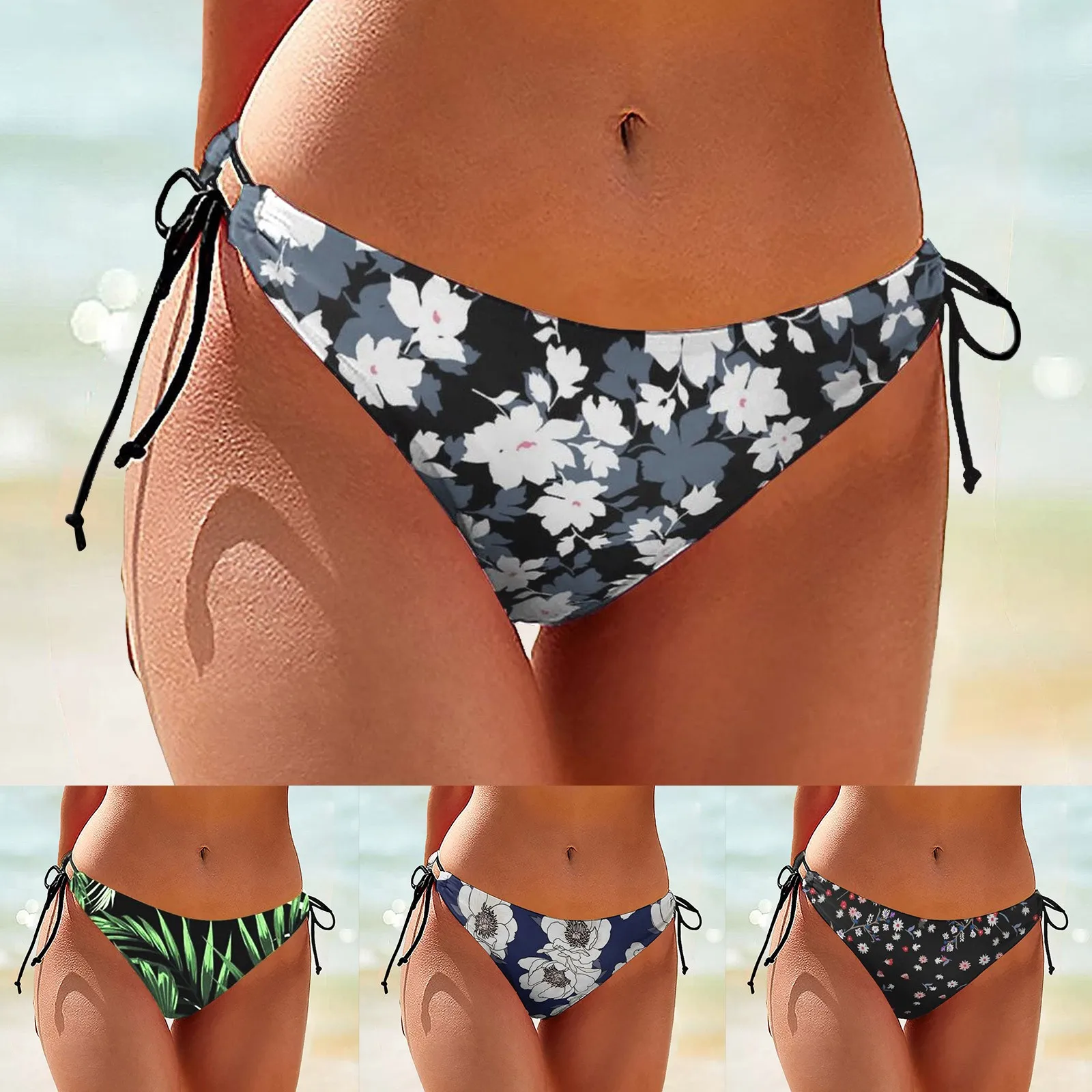 Hot Selling Bikini Bottoms Sexy Printed Swimwear Women Bathing Suit Women Swimming Bottoms Tie Side Brazilian Beachwear