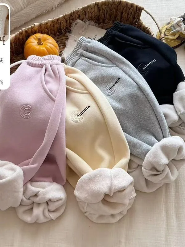 

Женские повседневные брюки Thiened Fce с вышитыми надписями, удобные теплые длинные брюки в корейском стиле для поездок на работу