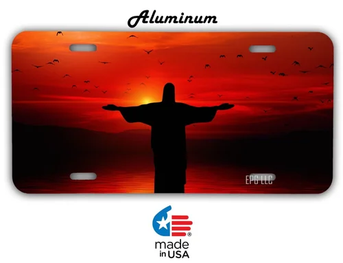 12 X 6  Cross Front License Plate Cover for Car Truck SUV Jesus Religious USA Aluminum
