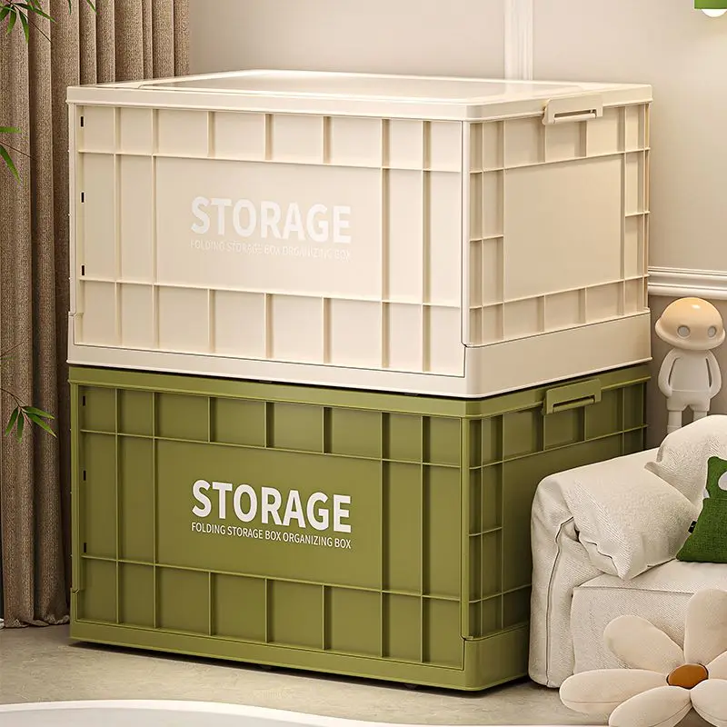Foldable Storage Box With Lid, Stackable Plastic Storage Bin With Handle, Large Capacity Collapsible Organizer For Clothes Toys