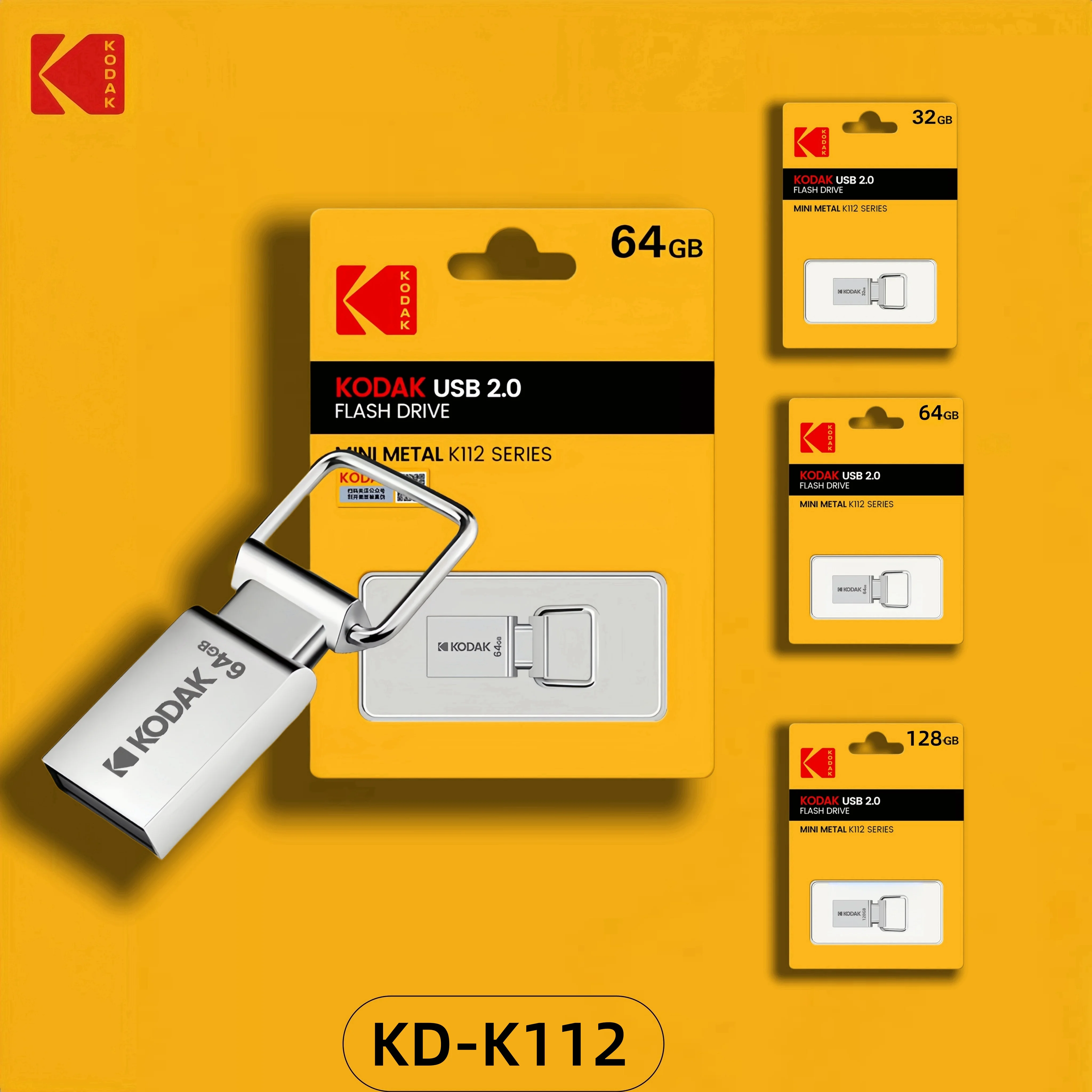 KODAK-Mini clé USB étanche avec porte-clés, clé USB K112, disque USB 2.0, 64 Go, 32 Go, 128 Go, PC MacPle, voiture