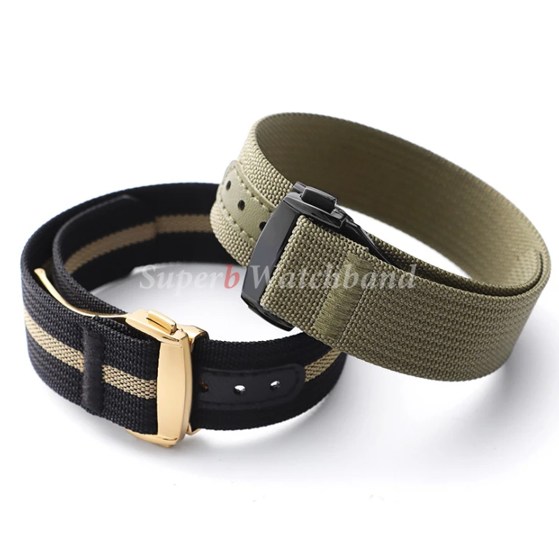 Quality Ribbed Nylon Watch Strap 20mm for Omega for Swatch Folding Buckle Sport Waterproof Watchband Women Men Belt Accessories