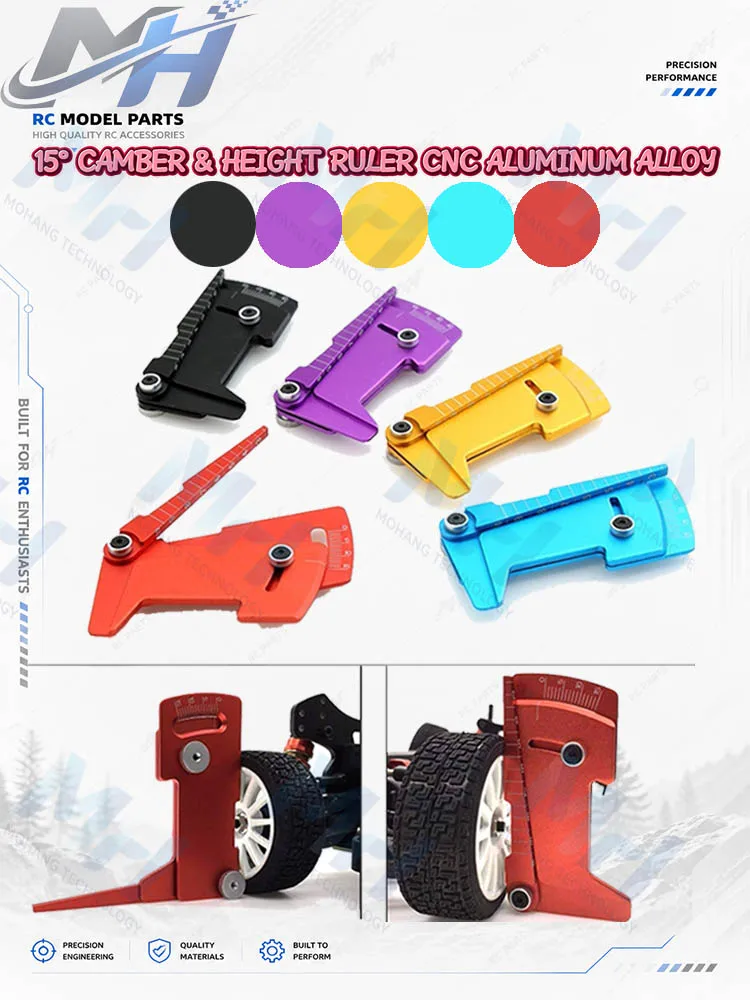 1/10 RC CNC Aluminum Camber Gauge Ride Height Ruler Wheel Alignment Setup Tool