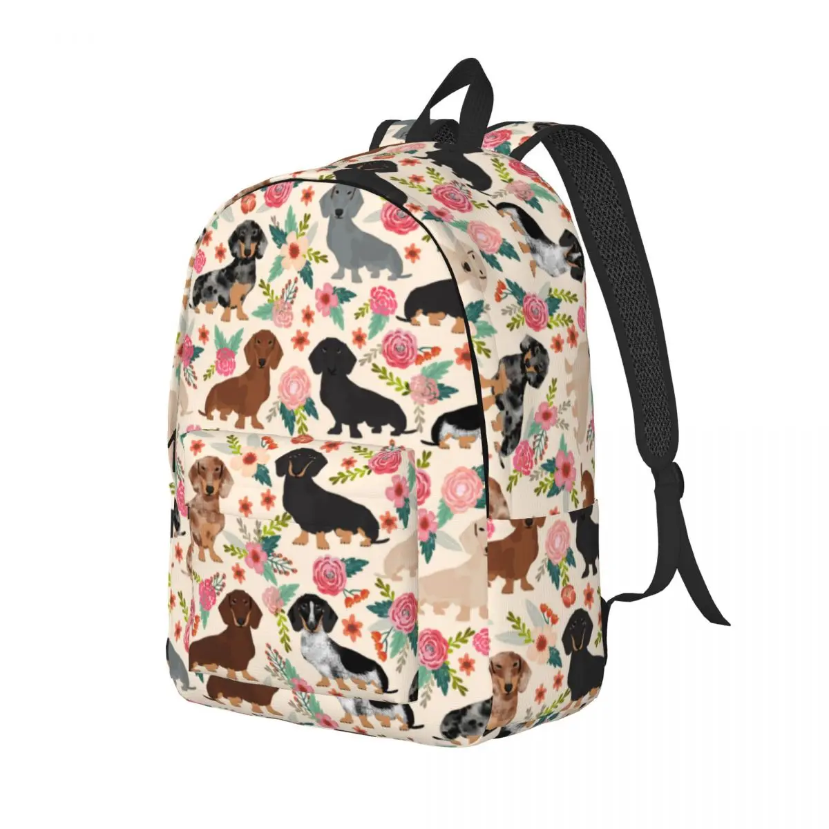 Dachshund Dogs Vintage Florals Backpack for Boy Girl Kids Student School Bookbag Daypack Preschool Kindergarten Bag Outdoor