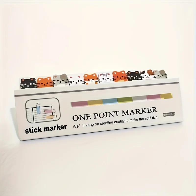 150 Sheets/Pack Cartoon Cat Theme Sticky Notes Set | Perfect for Bookmarks and Memo Pads, Essential for Office Use