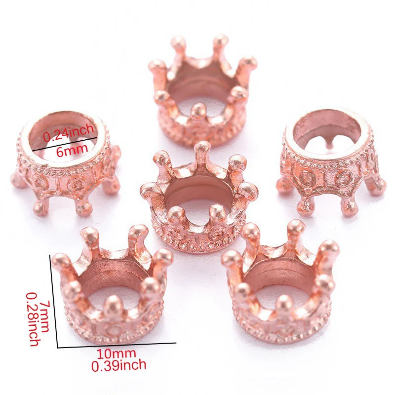 18/48Pcs Random Color Crown Spacer Beads Alloy Queen King Crown Charms Big Hole for DIY Bracelet Earring Keychain Handmade TMZ