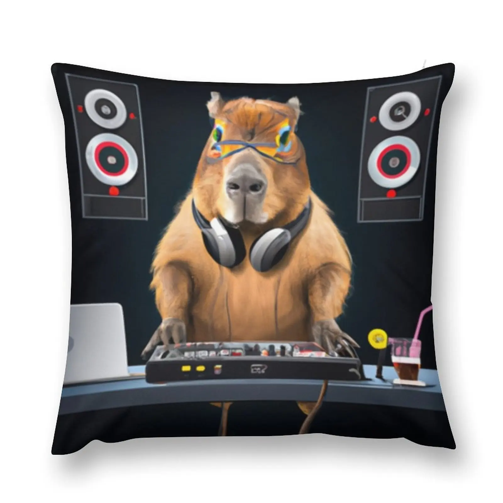 

Dj Capybara Art Throw Pillow pillow pillowcase New year Christmas Throw Pillows Covers Christmas Pillowcase pillow