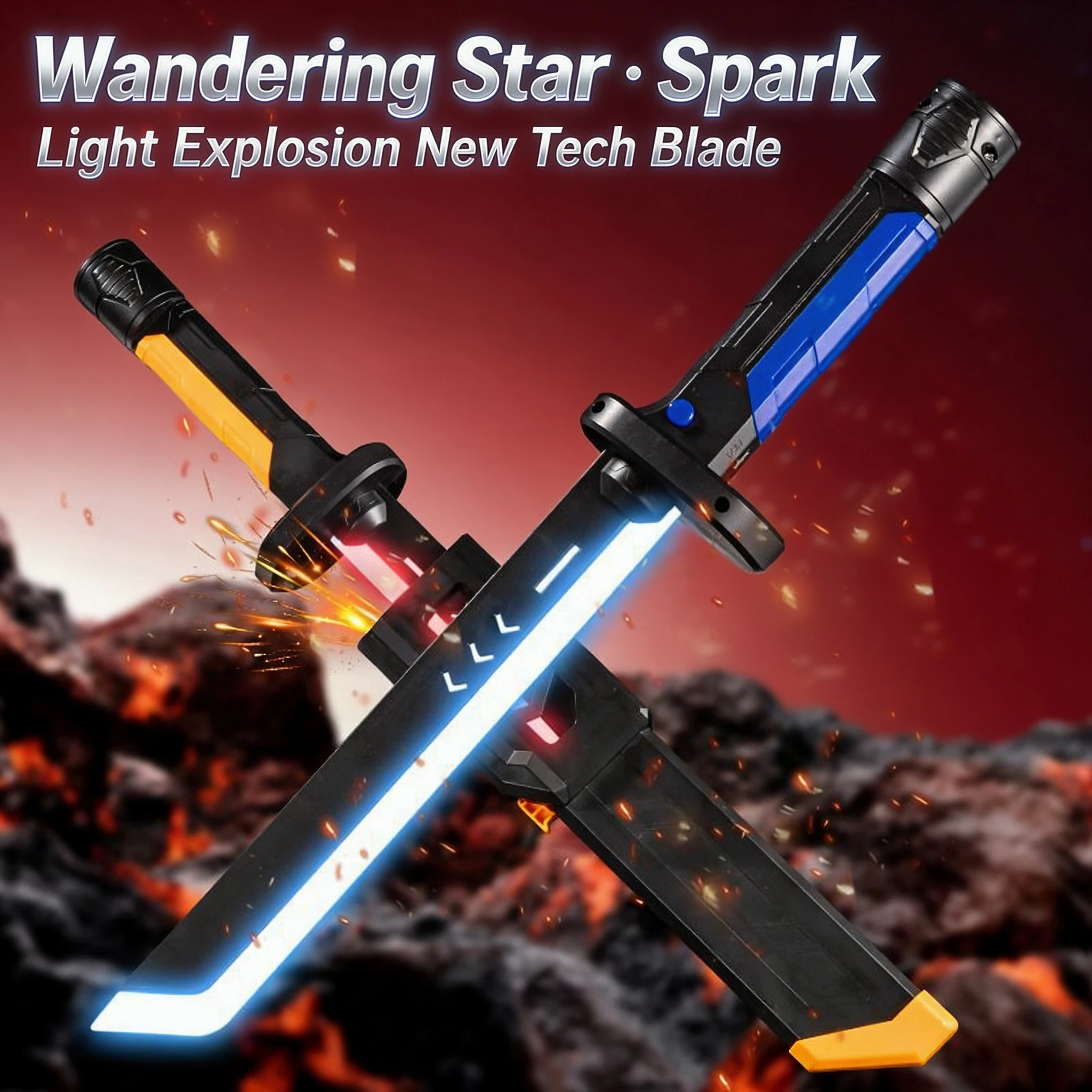 Spark Blade Colorful Cool Hair Light Sword Character COS Toy with 2-in-1 Light Children's Laser Sword Toy